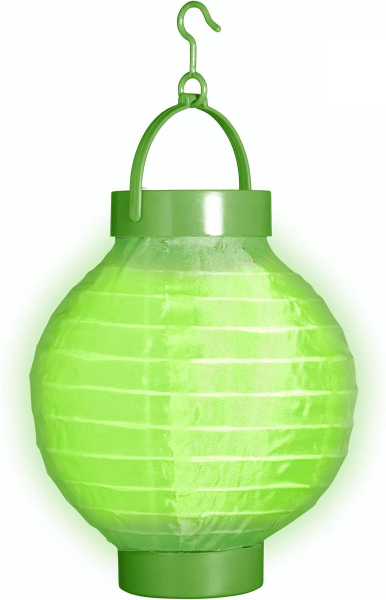 WIDMANN - Groen lichtgevende lantaarn 15 cm - Decoratie > Slingers en hangdecoraties